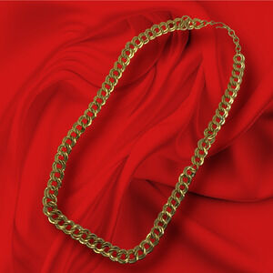 Vintage 1980's Double Link Long 30" Necklace Gold Tone Modernist Couture READ